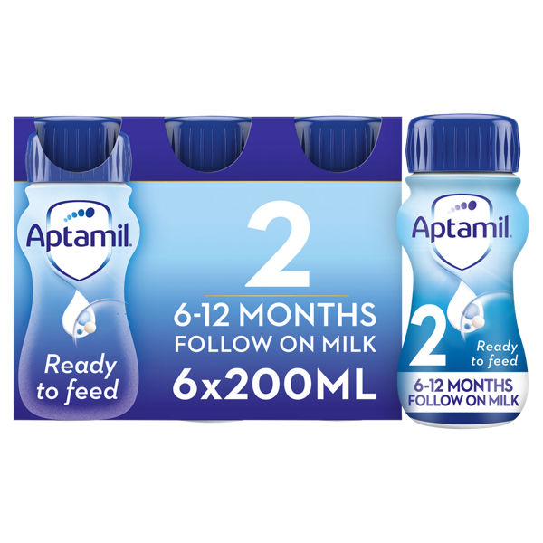 Aptamil 2 Follow On Baby Milk Formula Liquid Multipack 6 x 200ml