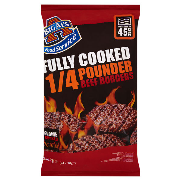 Big Al's Fully Cooked 4oz Beef Burgers 24 x 90g (2.16kg)