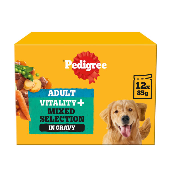 Pedigree VITALITY+  Adult Wet Dog Food Selection in Gravy Pouch 12 x 85g