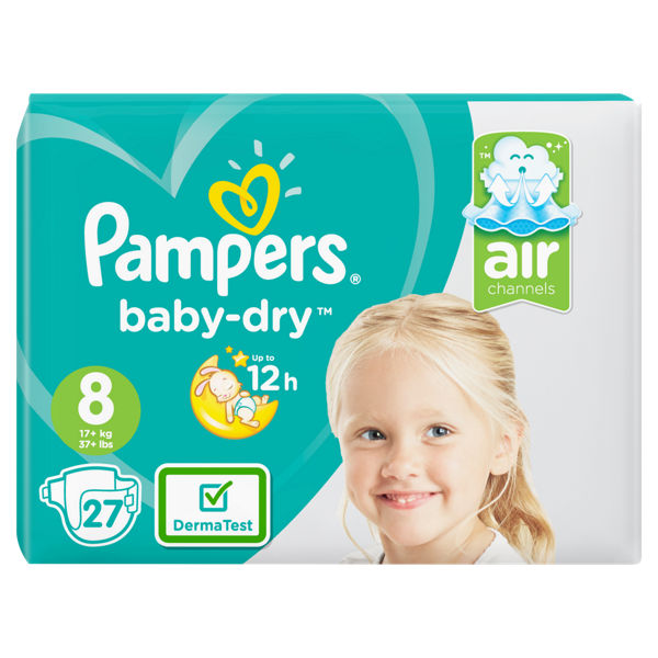 Pampers Baby-Dry Size 8, 27 Nappies, 17kg+, Essential Pack - We Get Any  Stock