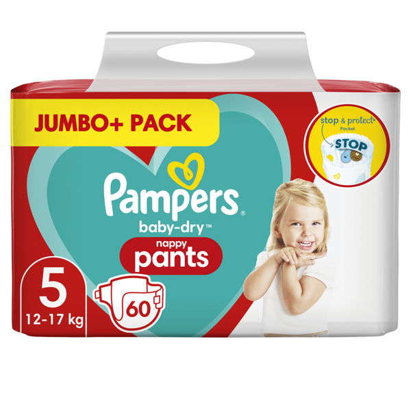 Pampers BabyDry Nappy Pants Size 7, 25 Nappies, 17kg+, Essential Pack