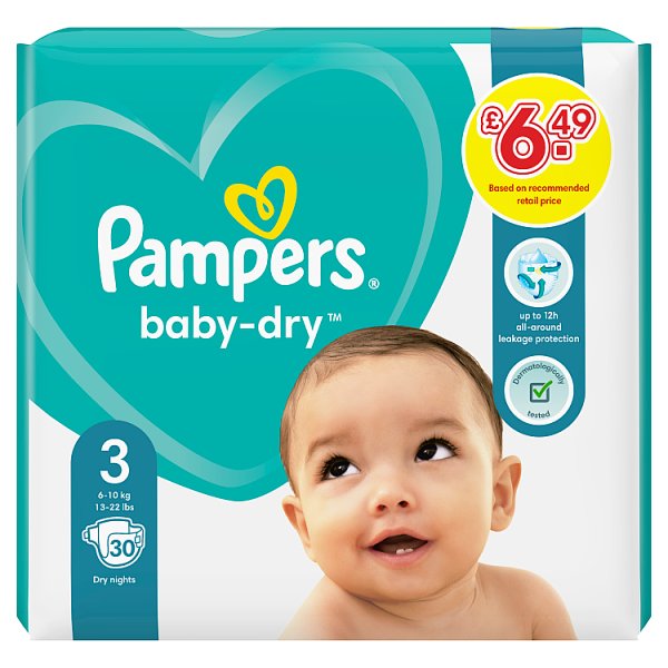 Pampers Baby Dry Taped Size 3 Carry Pack PMP £6.49 30s We Get Any Stock