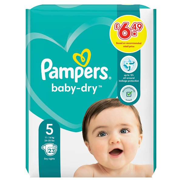 Pampers Baby Dry Taped Size 5 Carry Pack PMP £6.49 23s We Get Any Stock