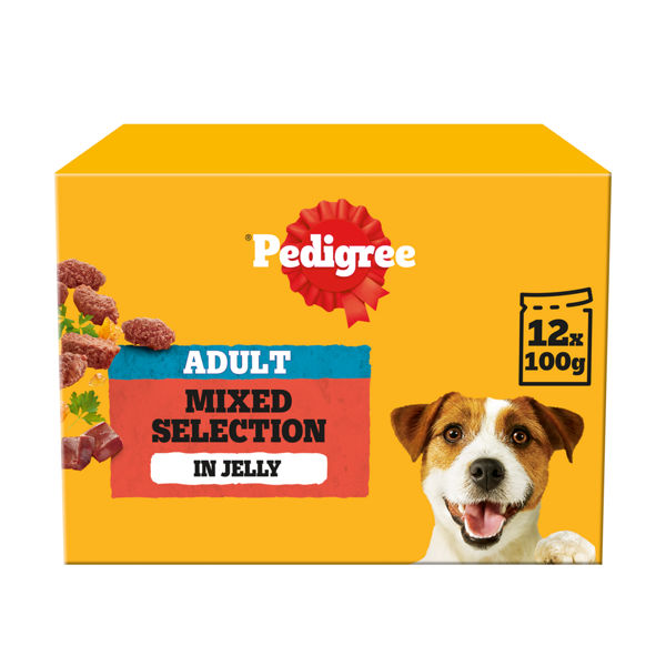 Pedigree Adult Wet Dog Food Mixed Selection in Jelly Pouch 12 x 100g