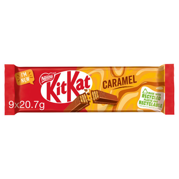 Kit Kat 2 Finger Caramel Chocolate Biscuit Bar Multipack 9 Pack We