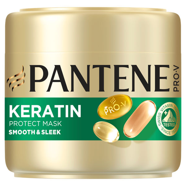 Pantene Pro-V Smooth & Sleek Keratin Protect Hair Mask 300ml for Frizzy, Dry Hair