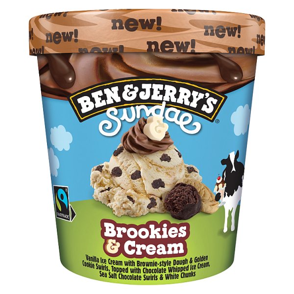Ben & Jerry's Sundae Ice Cream Tub Brookies & Cream 427ml