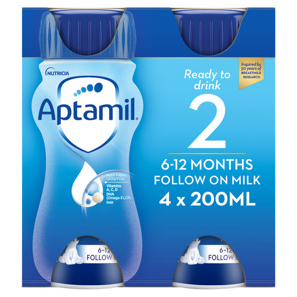 Aptamil 2 Follow On Milk 6-12 Months 4 x 200ml (800ml)