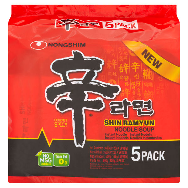 Nongshim Shin Ramyun Noodle Soup Gourmet Spicy 5 x 120g (600g)