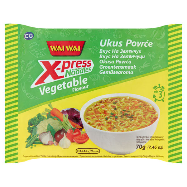 Wai Wai Xpress Instant Vegetable Noodles Single Pillow Pack 70g